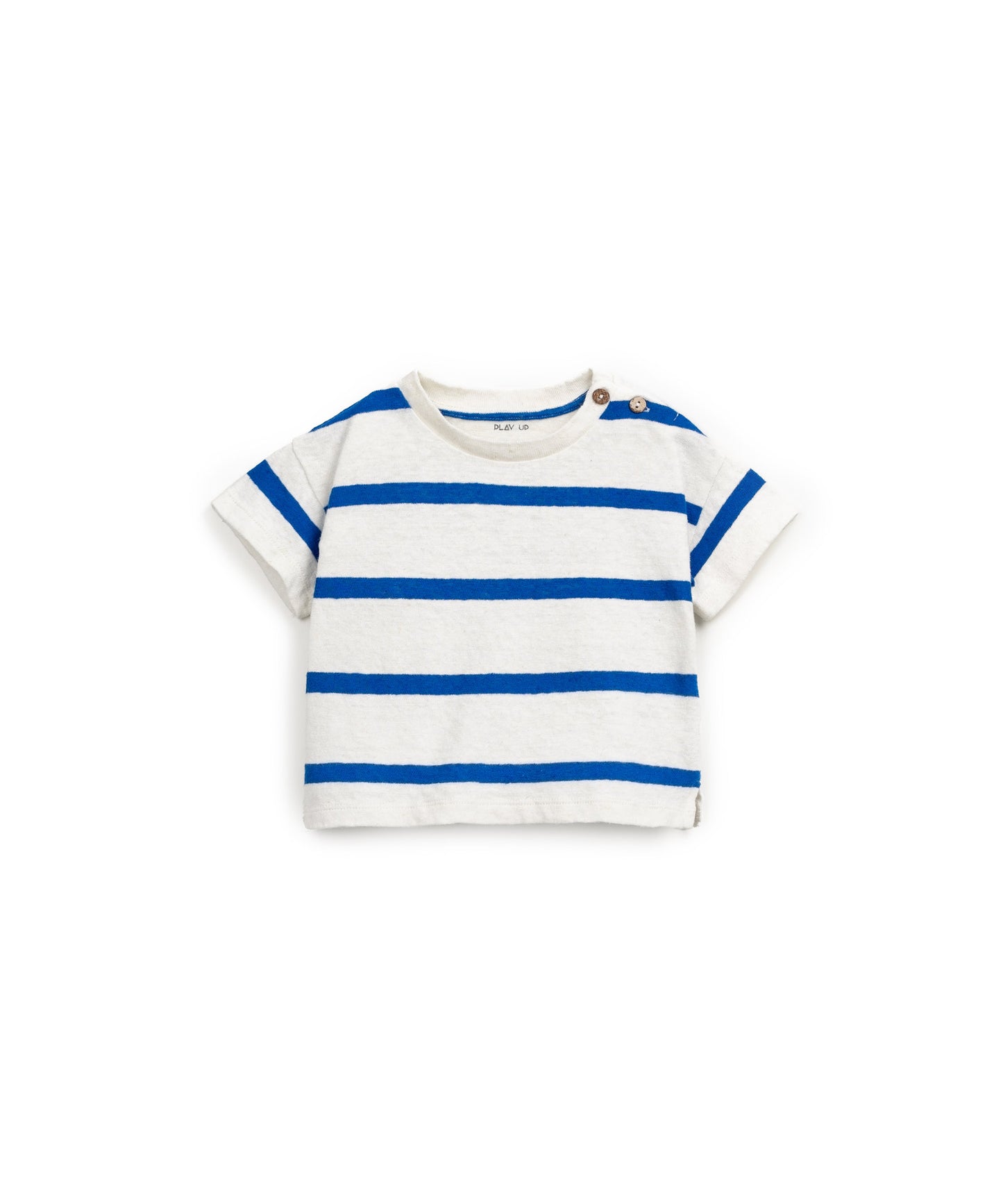 T-shirt às riscas com mistura de fibras naturais