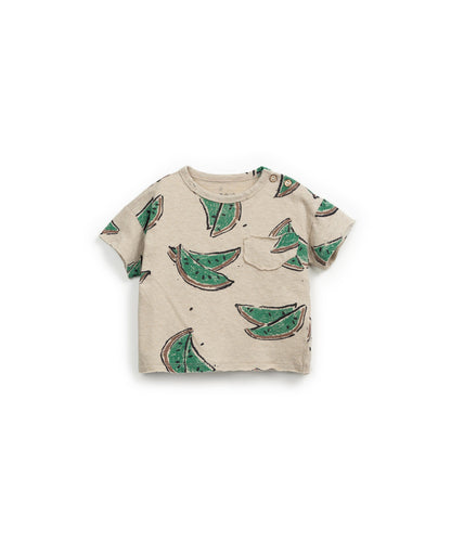 T-shirt em mistura de algodão orgânico e linho