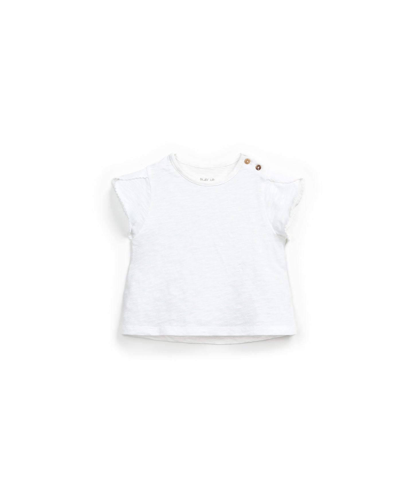 T-shirt em algodão orgânico com botões no ombro | Textile Art