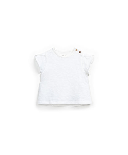 T-shirt em algodão orgânico com botões no ombro | Textile Art