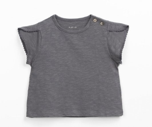 T-shirt em algodão orgânico com botões no ombro | Textile Art