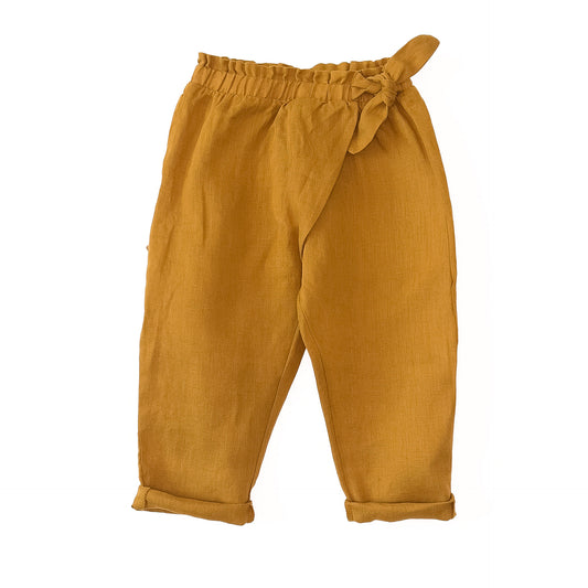 Calça em linho com laço decorativo | Textile Art