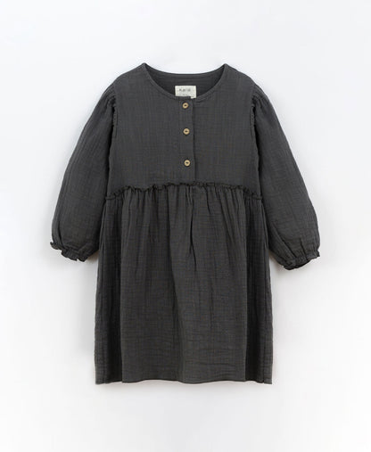 Vestido em algodão com abertura de botões | Culinary - 14 anos / Chia - Cinzento escuro / 100.0% Algodão