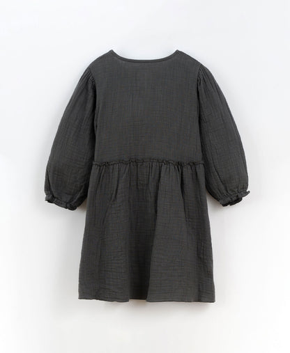 Vestido em algodão com abertura de botões | Culinary - 14 anos / Chia - Cinzento escuro / 100.0% Algodão